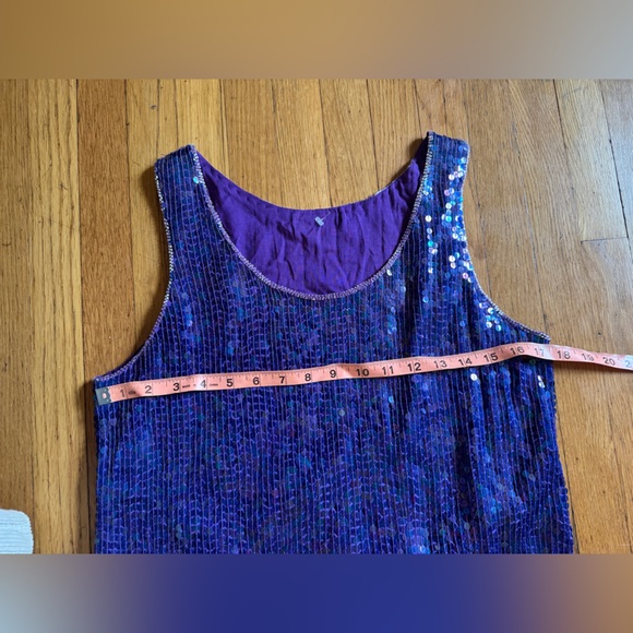 80s Vintage Purple Sequin and Beaded Shift Dress - Picture 4 of 9